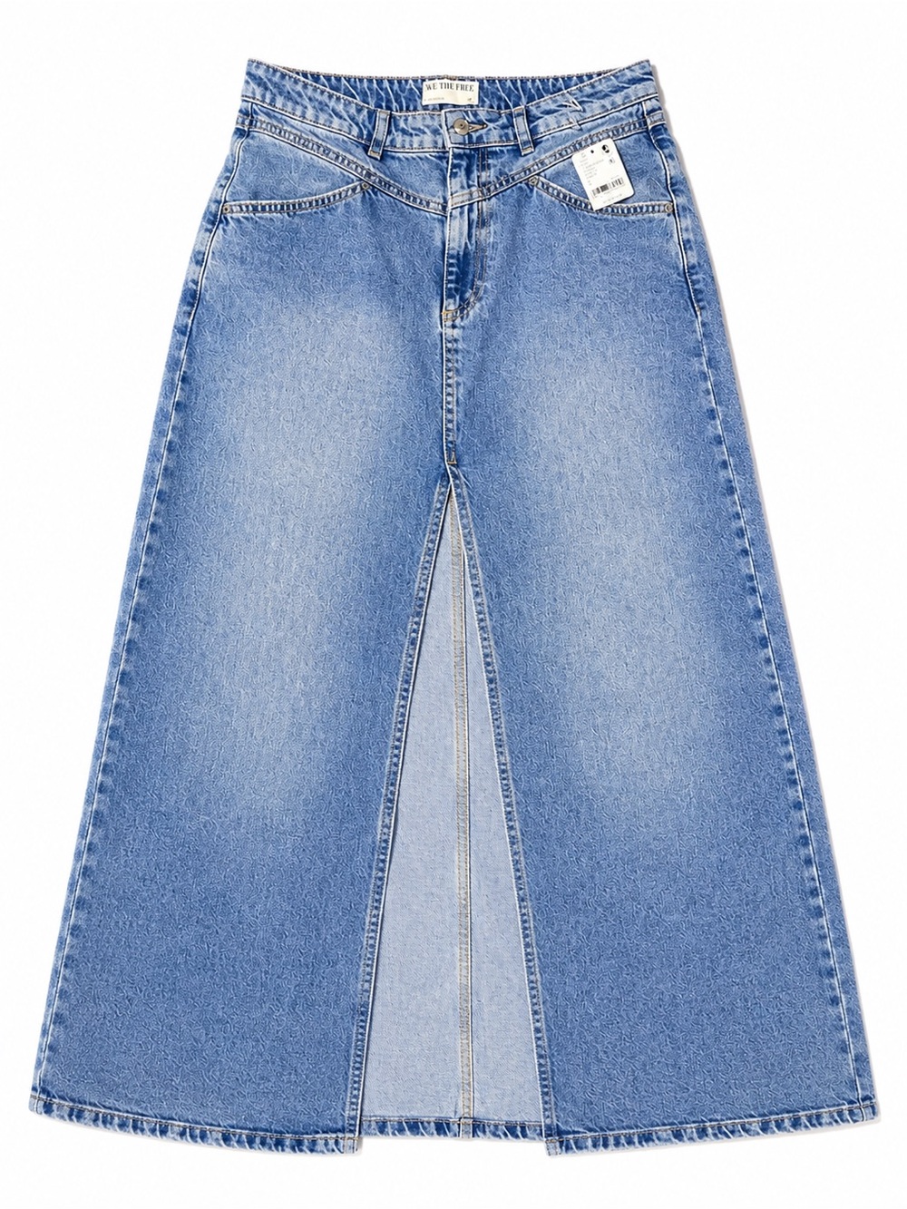 We The Free Denim Maxi Skirt with Front Slit - Blue - Picture 5 of 8